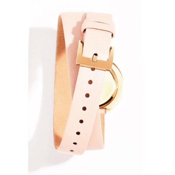 New TORY BURCH Reva Double Wrap Leather Strap Watch Blush Pink Gold - Picture 4 of 10